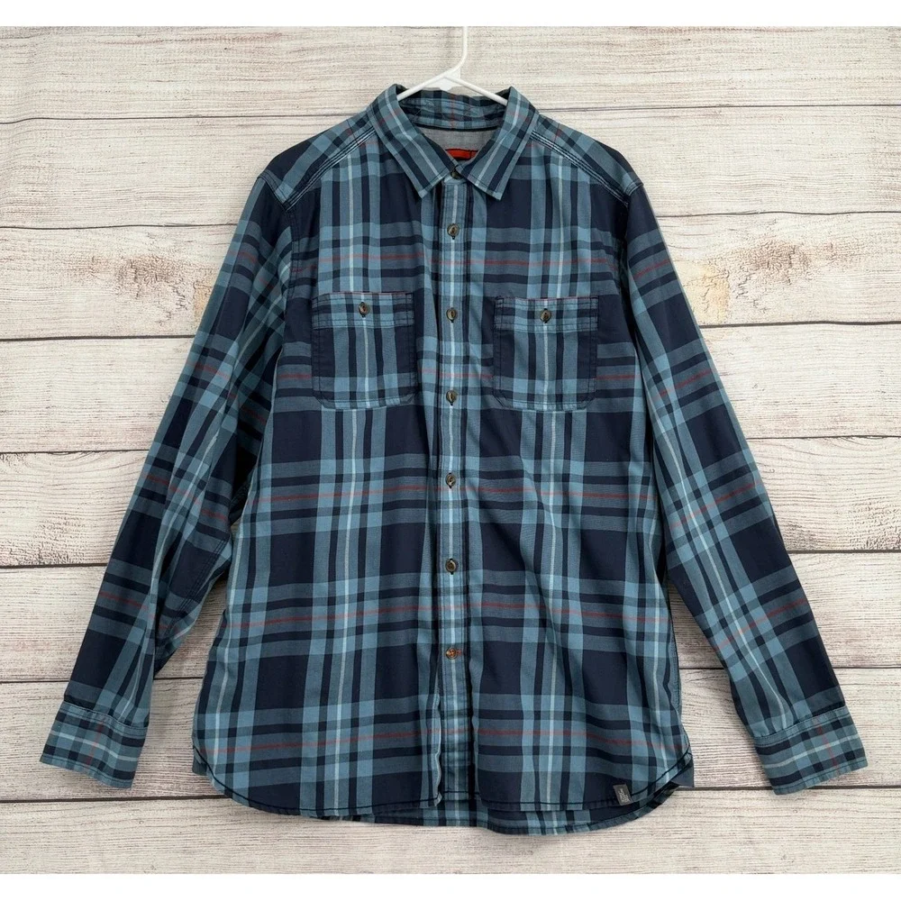 The North Face Button Down Shirt Mens Large Blue Plaid Long Sleeve Pockets